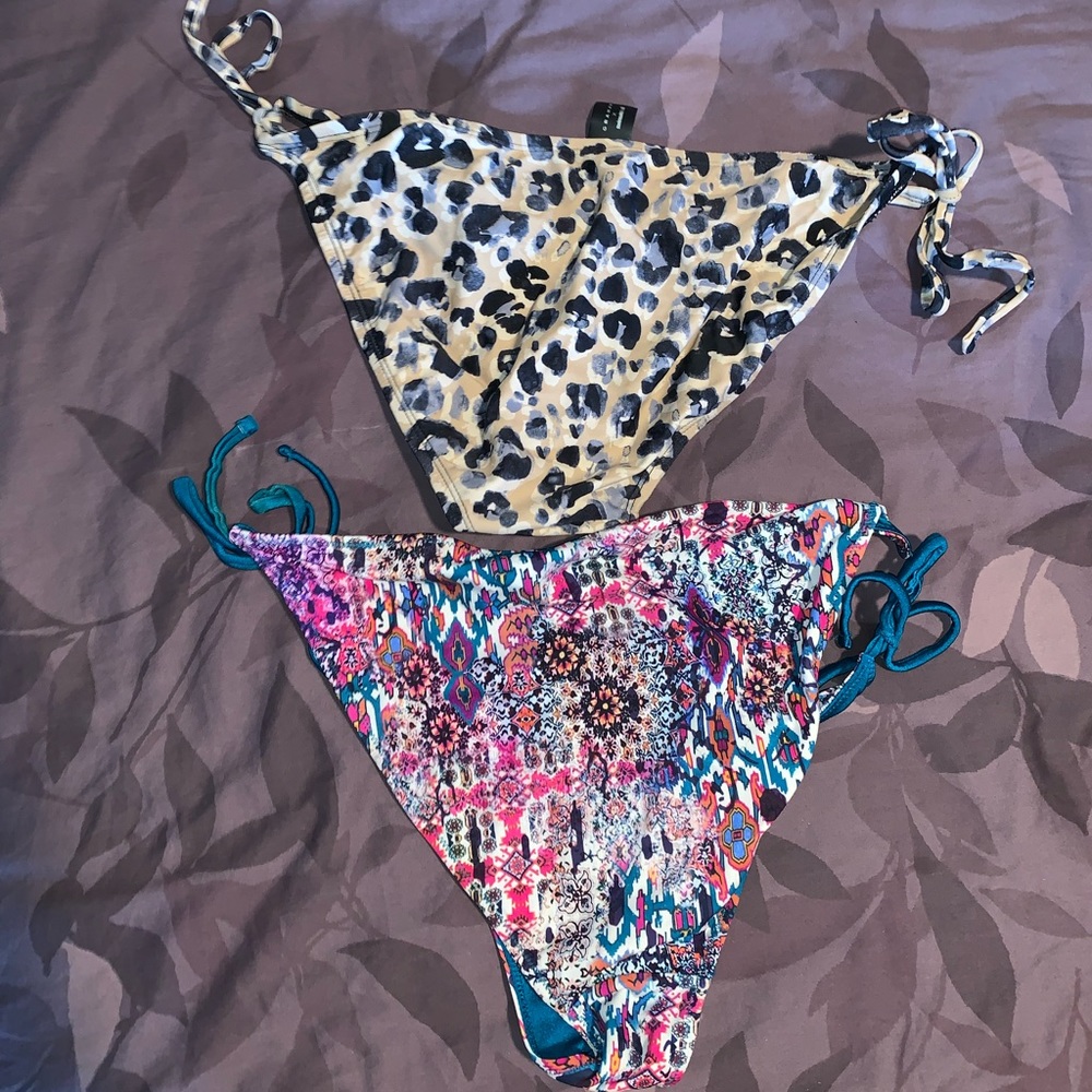 2 Pair of Ashley Graham string bikini bottoms size 12